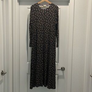 Boden black floral long sleeve maxi dress